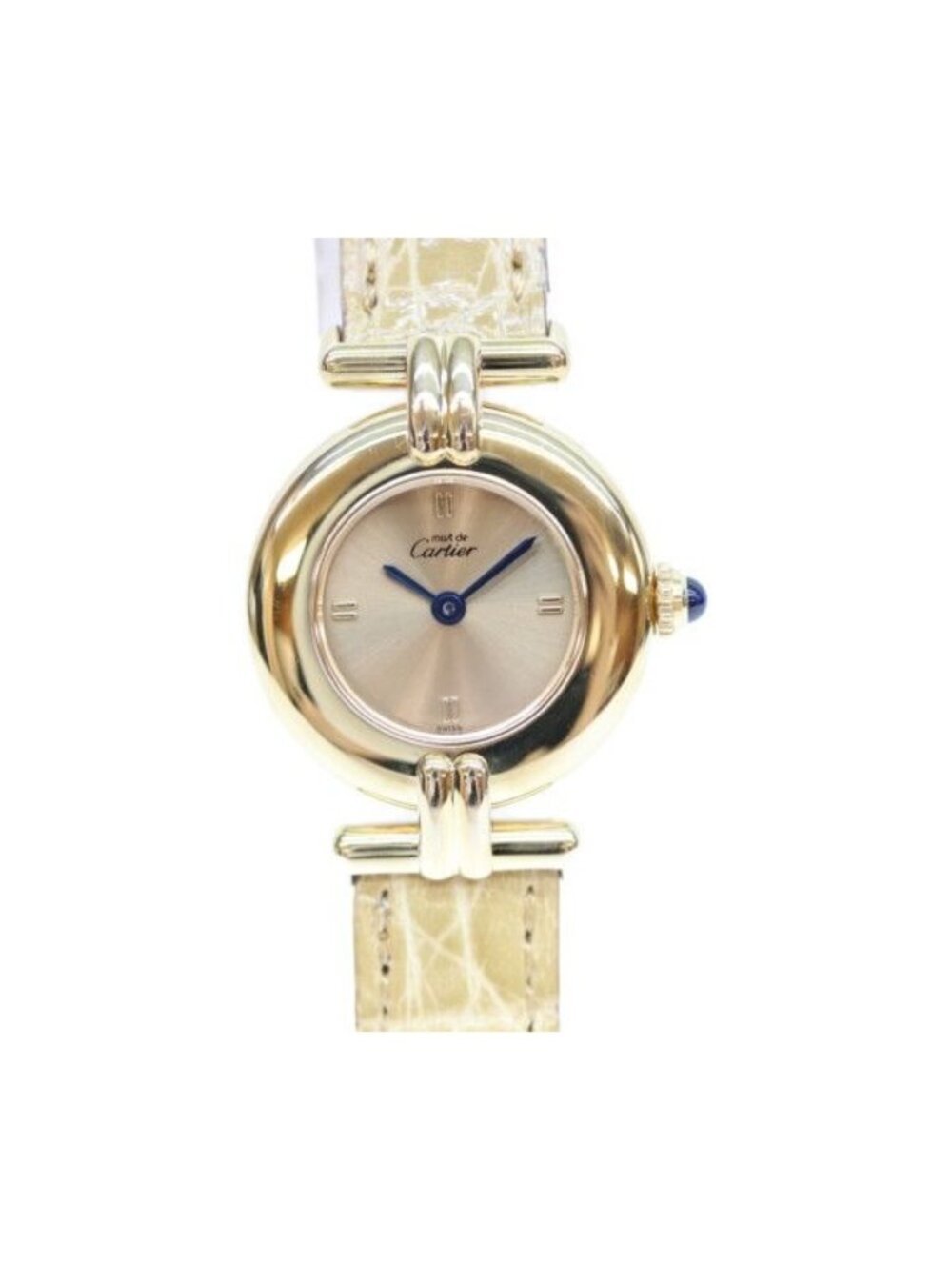 Cartier 925 Must Colisee Vermeil SM Gold Dial Quartz Leather